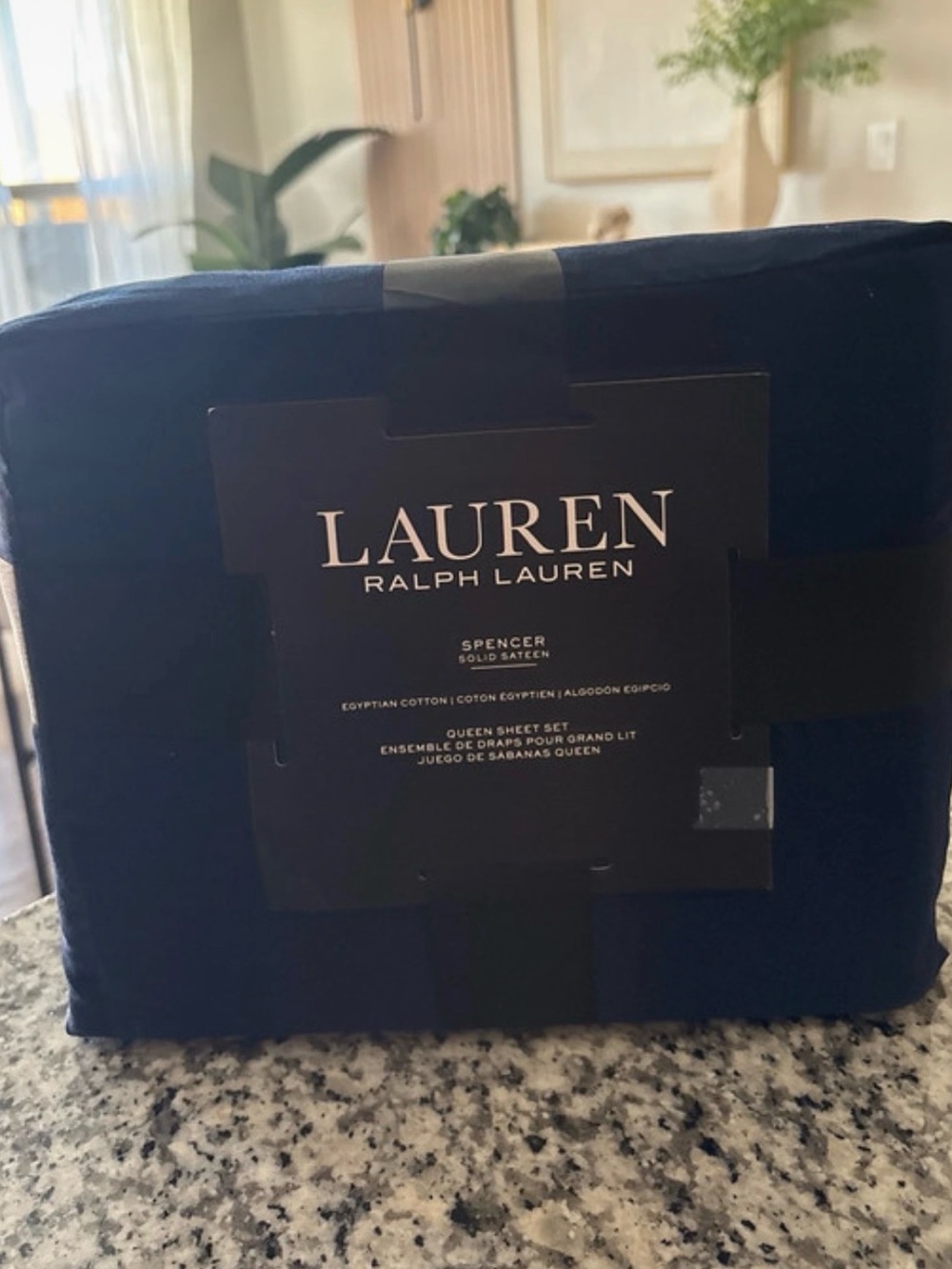 Ralph Lauren Navy Spencer Solid Sateen Sheet Set
